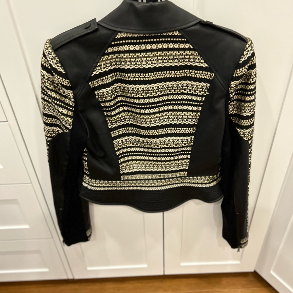 BCBG Moto Jacket with gold threading.